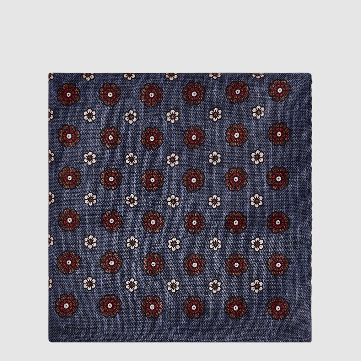 Blue Dawn Medallion Print Silk Pocket Square main product photo