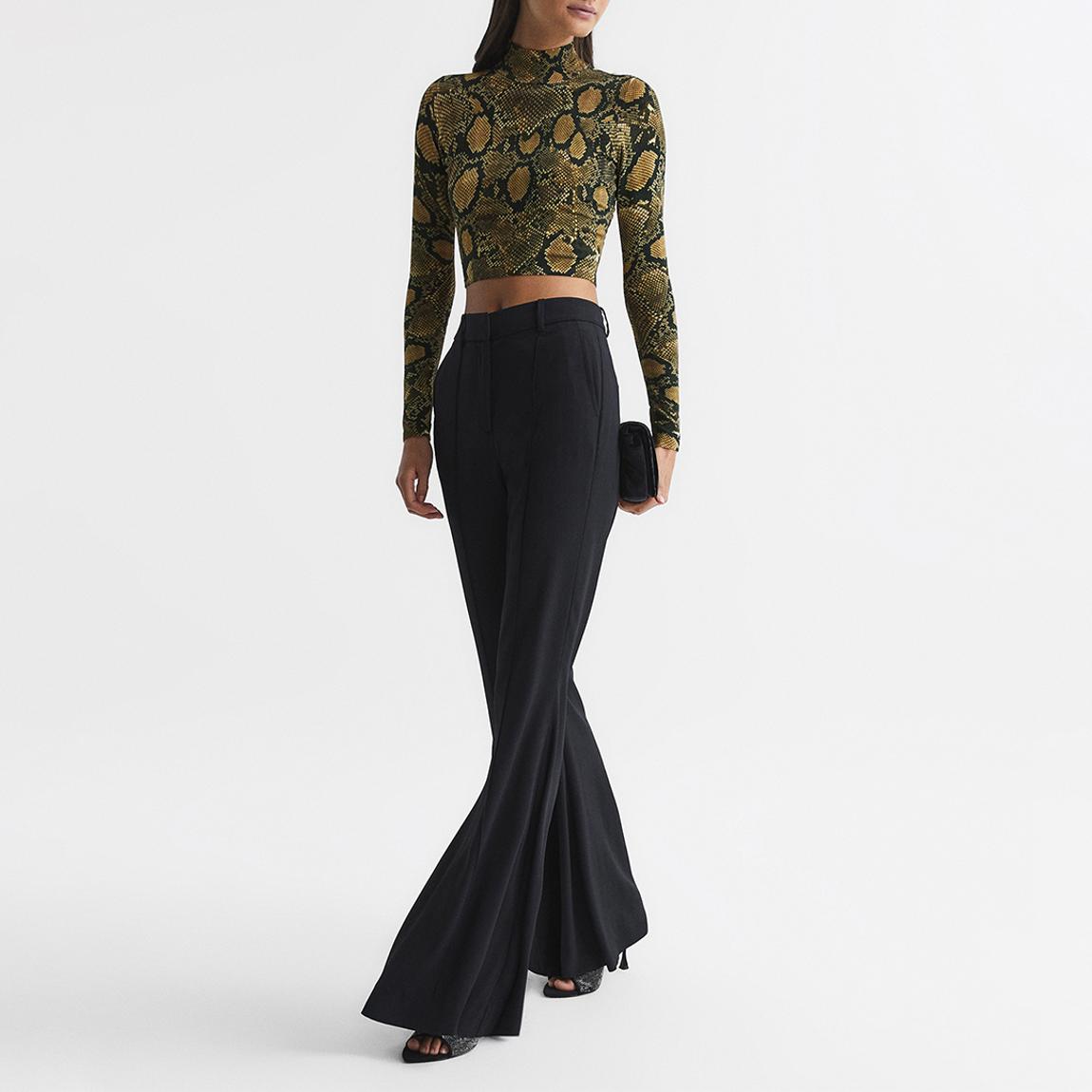 Green Farah Animal Print Cropped Top