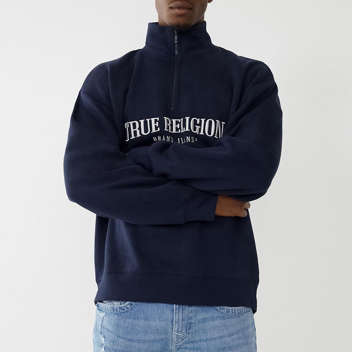 Navy Half Zip Cotton Blend Jumper main product photo