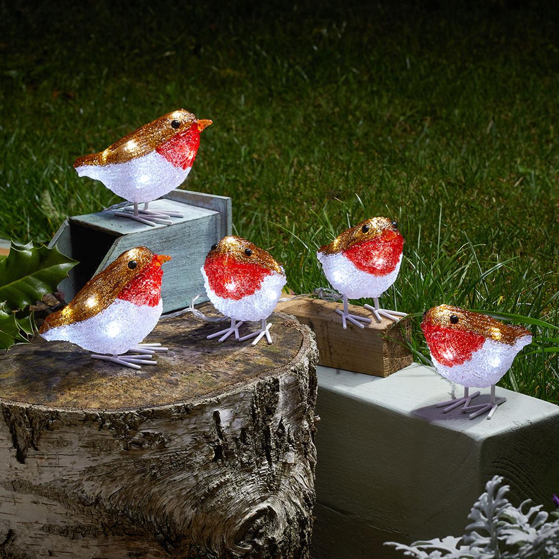 Set of 5 In Lit Ice Robins main product photo