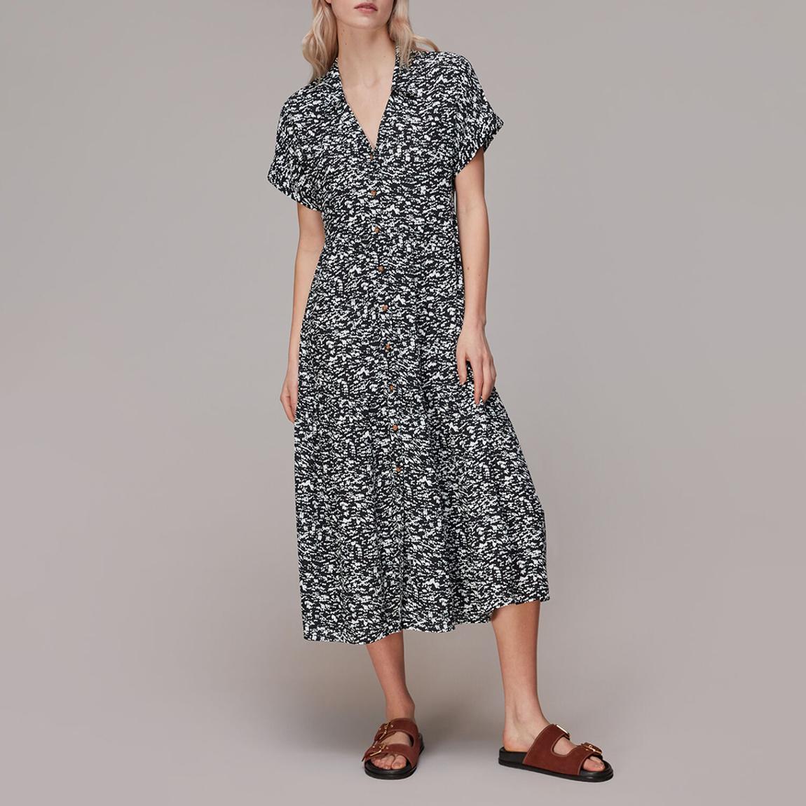 Black Abstract Midi Shirt Dress main product photo