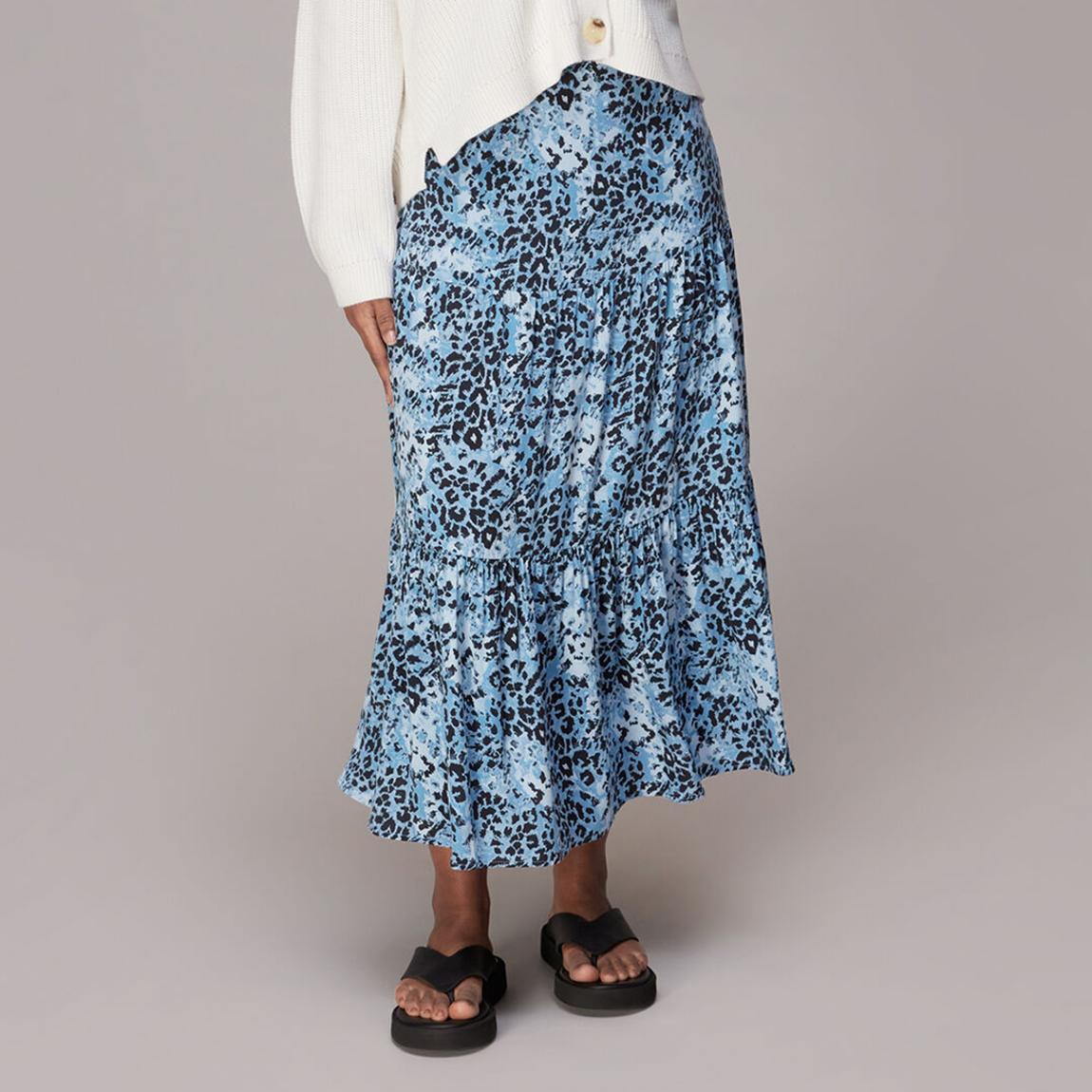 Blue Animal Print Tiered Skirt main product photo