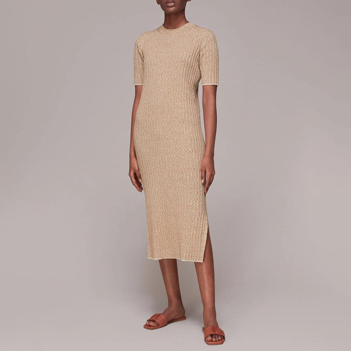 Camel Eva Rib Knit Midi Dress main product photo