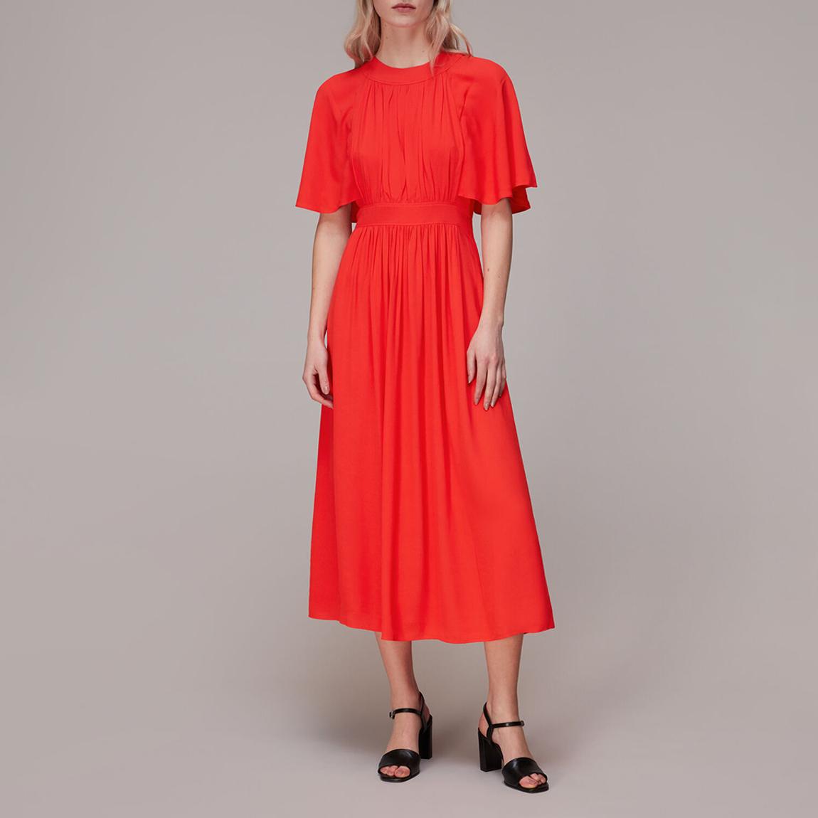 Red Amelia Cape Sleeve Midi Dress main product photo