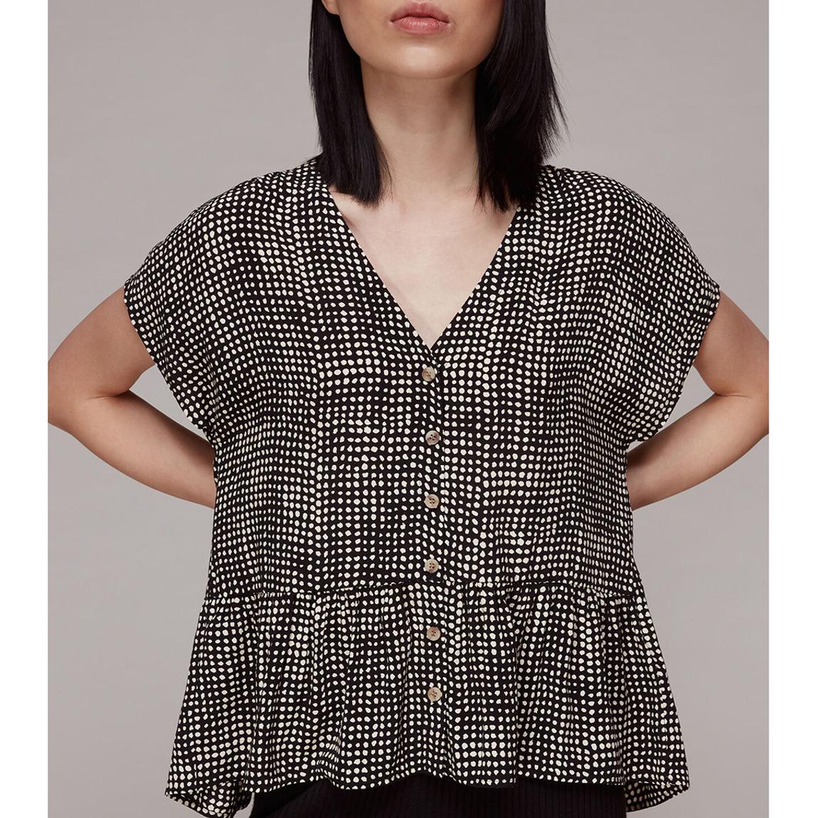 Black Check Print Peplum Top main product photo