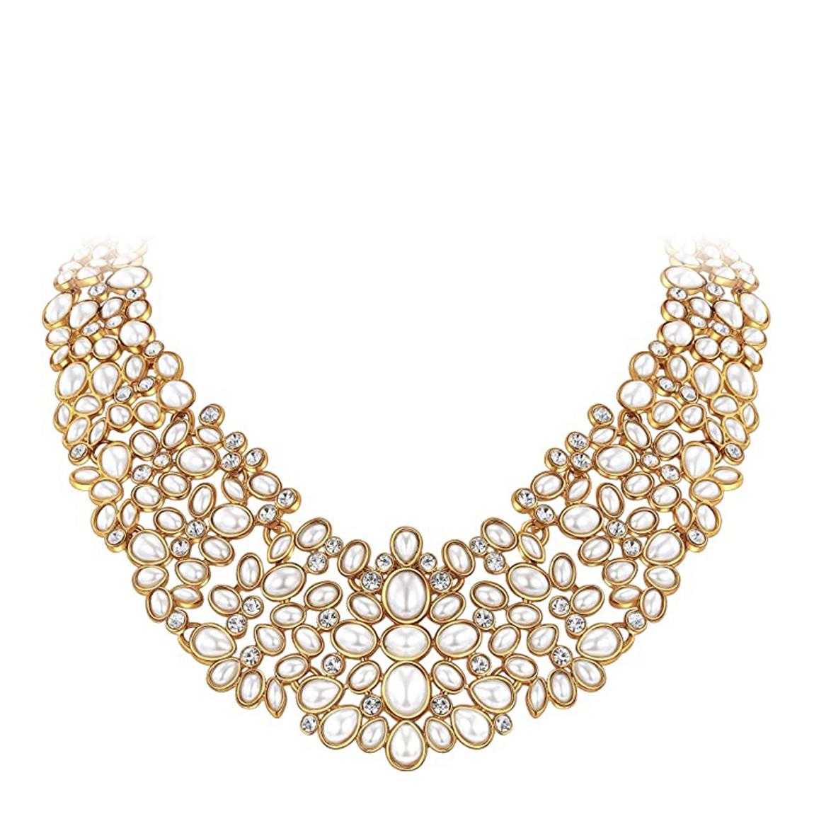 18K Gold Pearl Embellished Queen Necklace main product photo