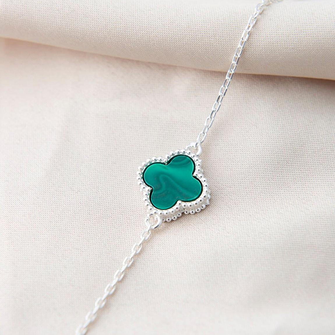 Silver/Green Flower Bracelet main product photo