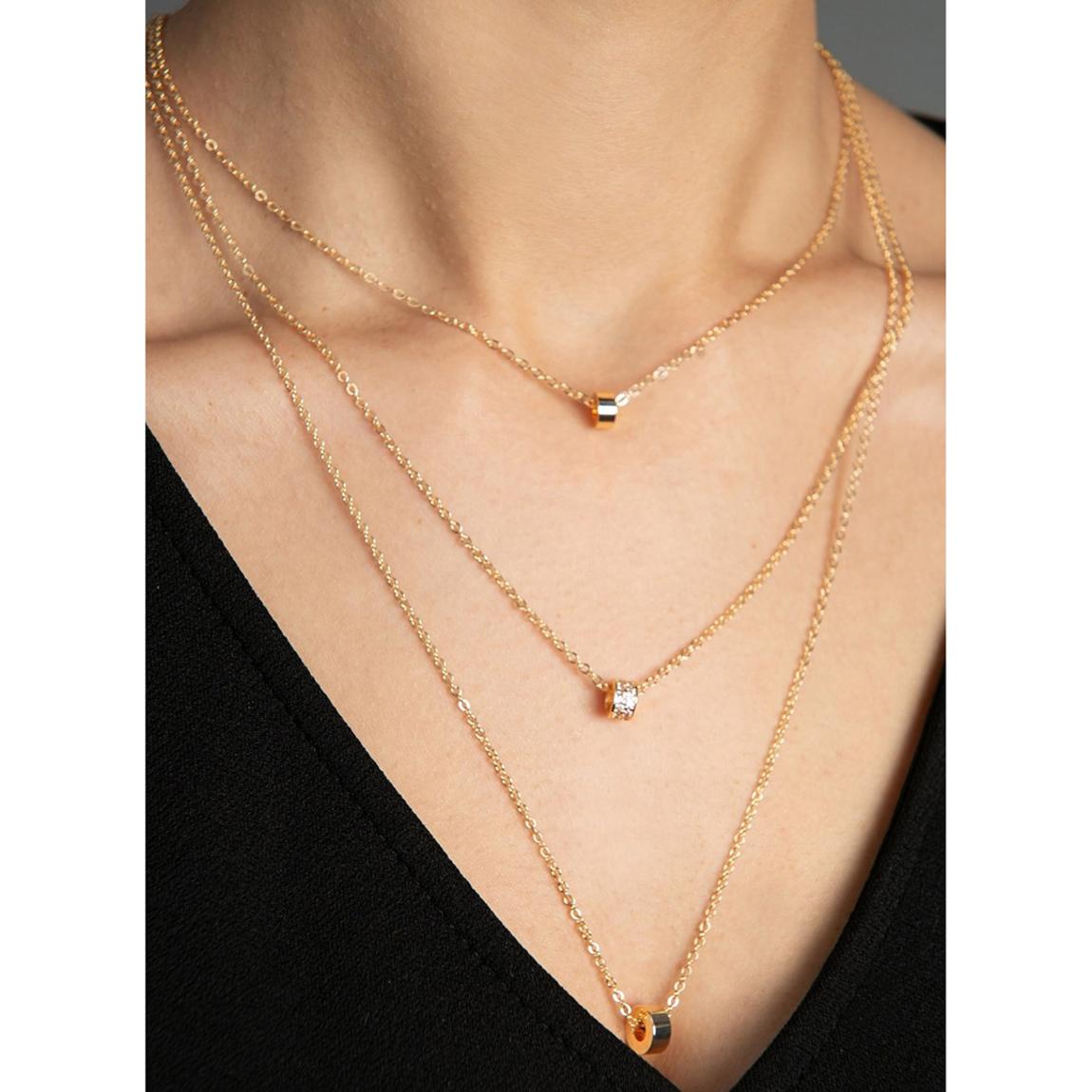 Yellow Gold Hoop Layered Necklace main product photo