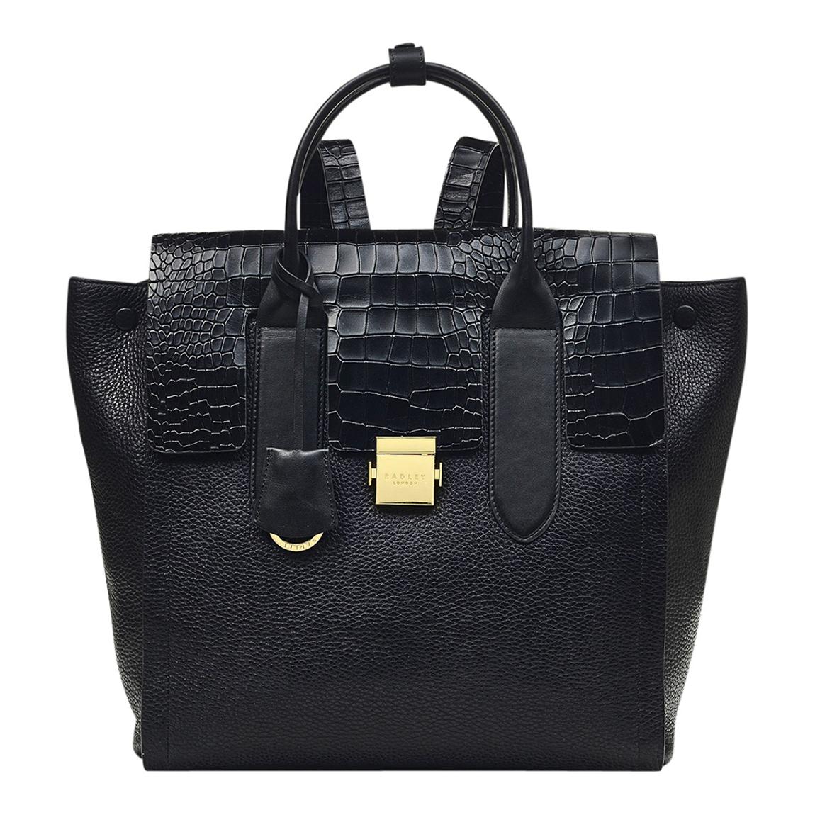 Black Mayfair Lane Faux Medium Flapover Backpack main product photo