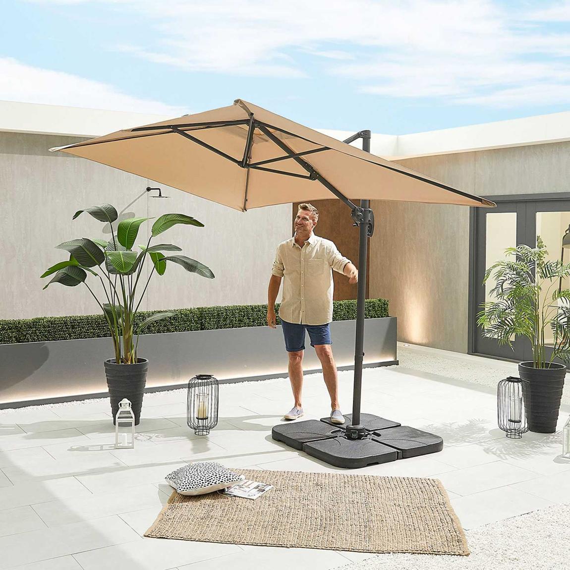 Apollo Grey Frame Cantilever Parasol 3m x 2m Rectangular, Beige main product photo