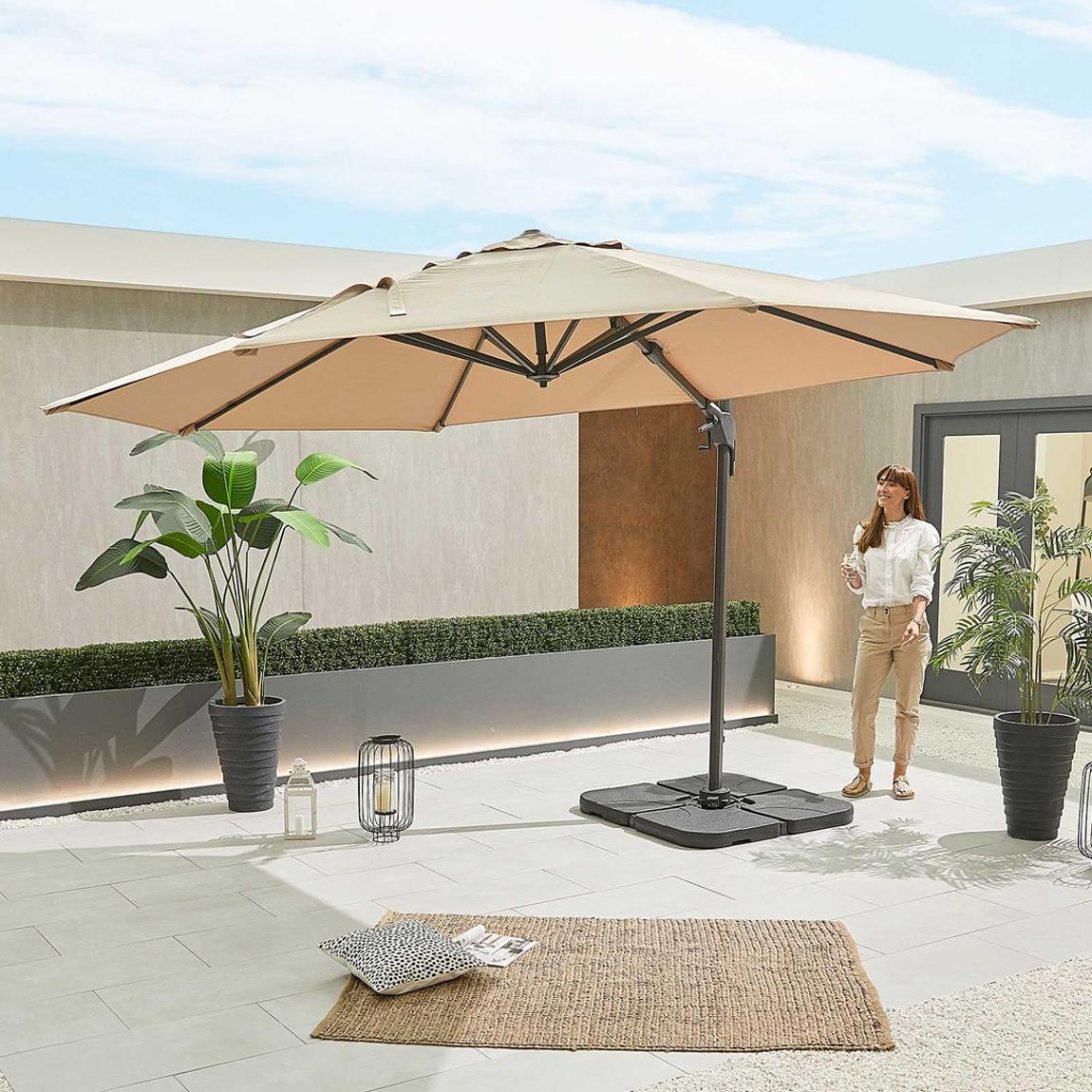 Genesis Grey Frame Cantilever Parasol - 3.5m Round - Beige main product photo