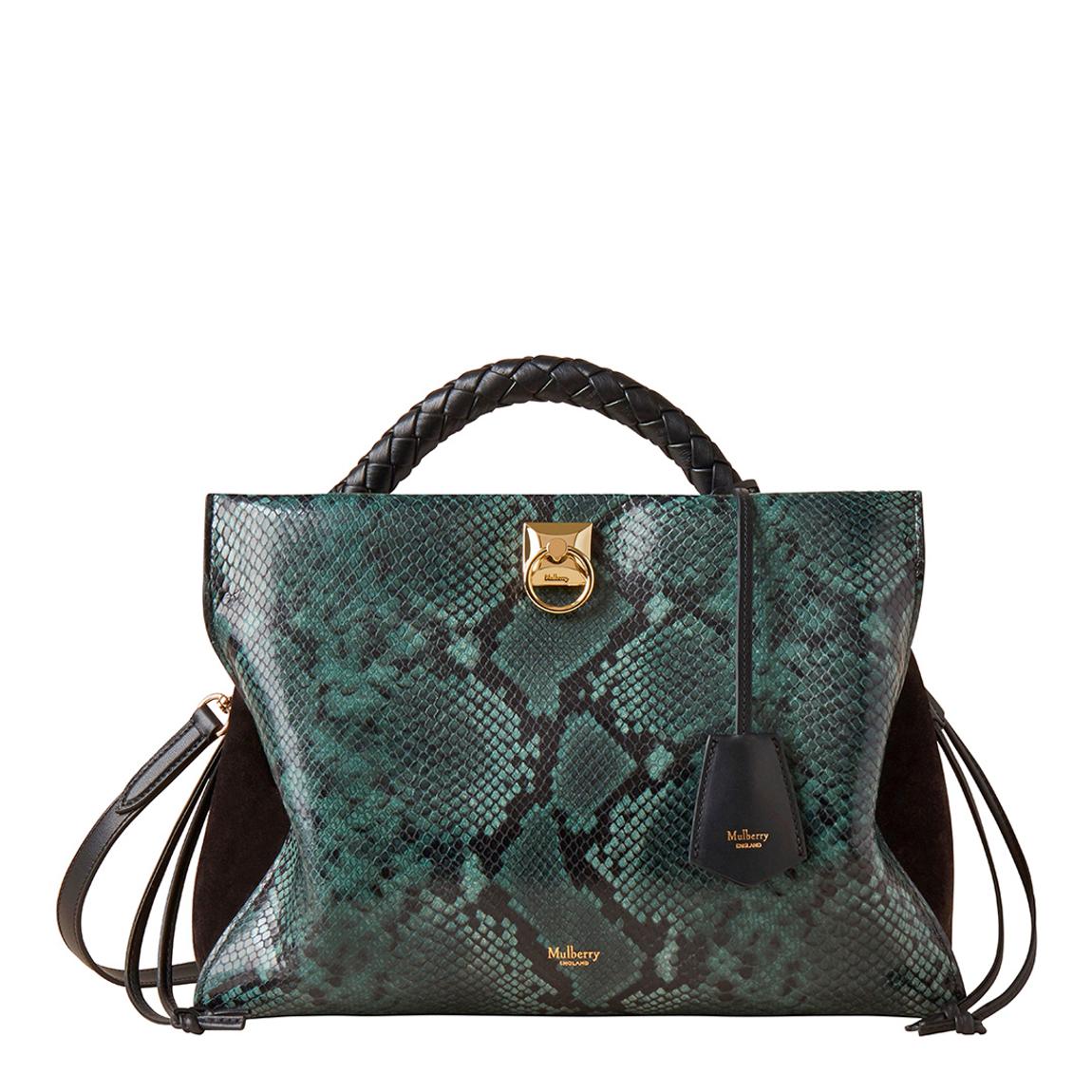 Mulberry Green Black Iris Suede Python Bag main product photo