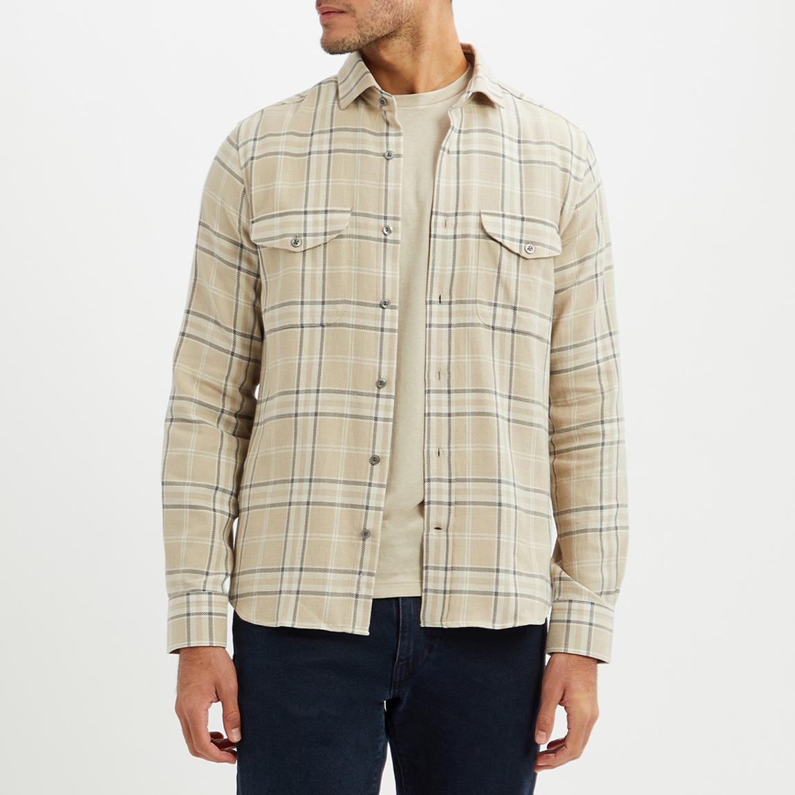 Sand Orlando Check Cotton Overshirt main product photo
