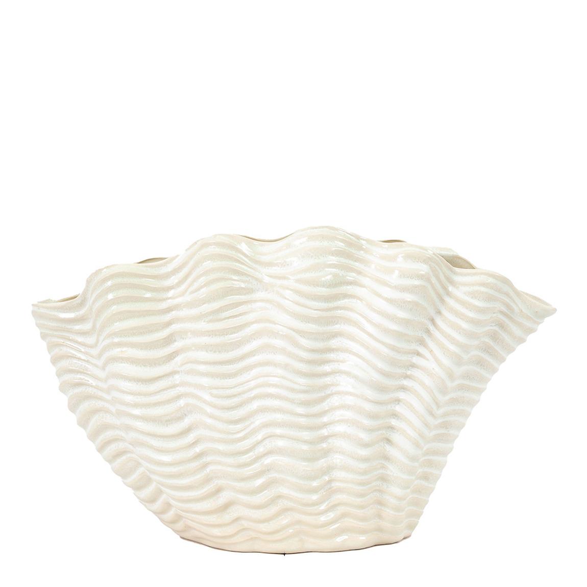 Clam Vase Large Reactive White 370x165x225mm main product photo
