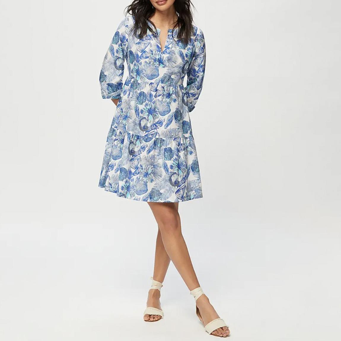 Blue Seashells V-Neck Tunic Dress main product photo
