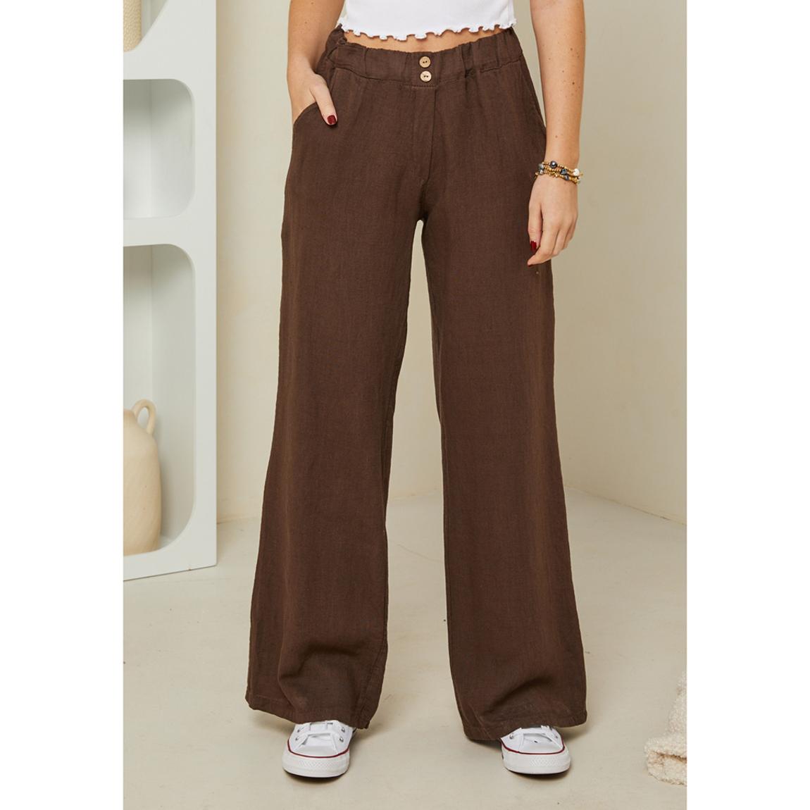Dark Red Linen Wide Leg Trouser main product photo