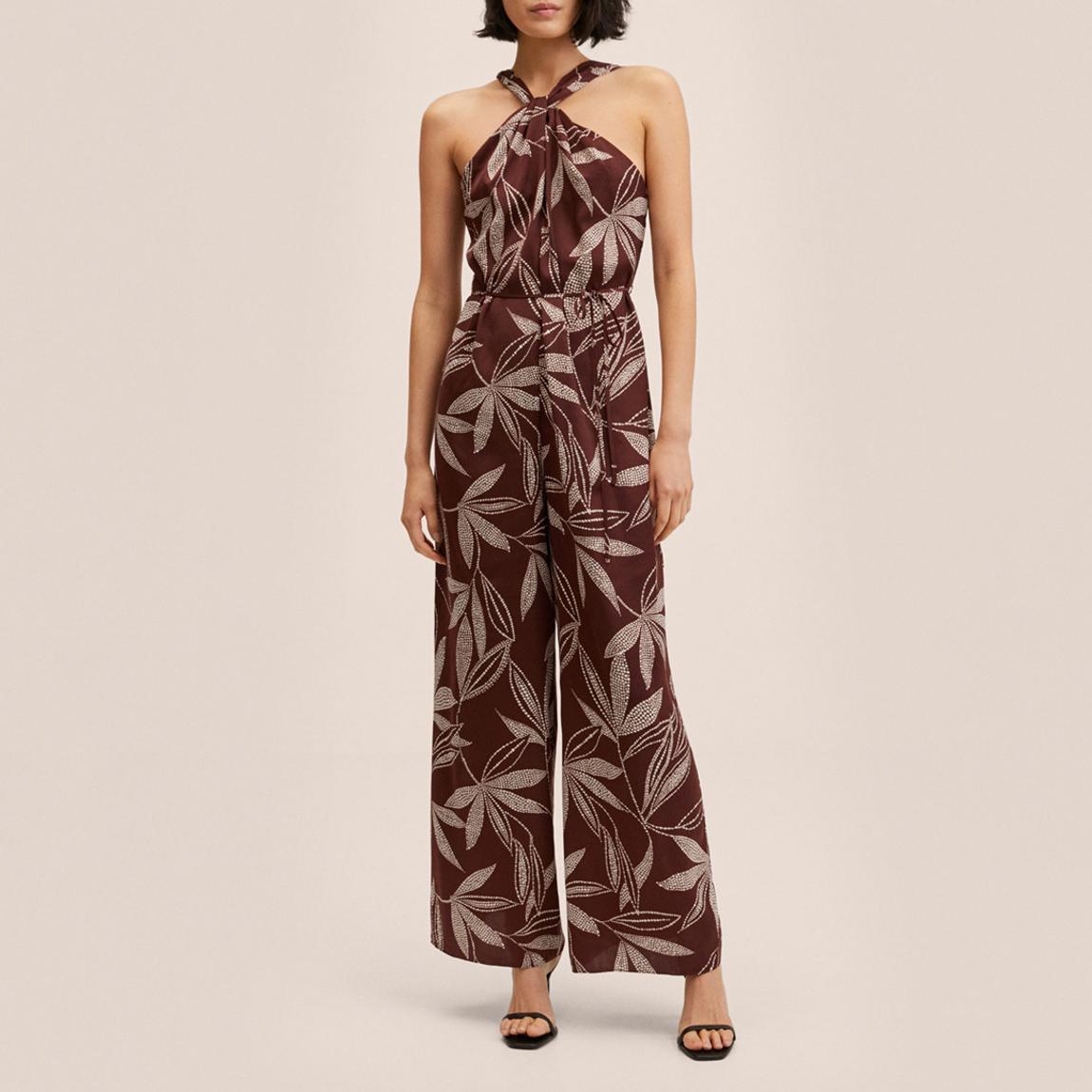 Brown Knot Printed Jumpsuit main product photo