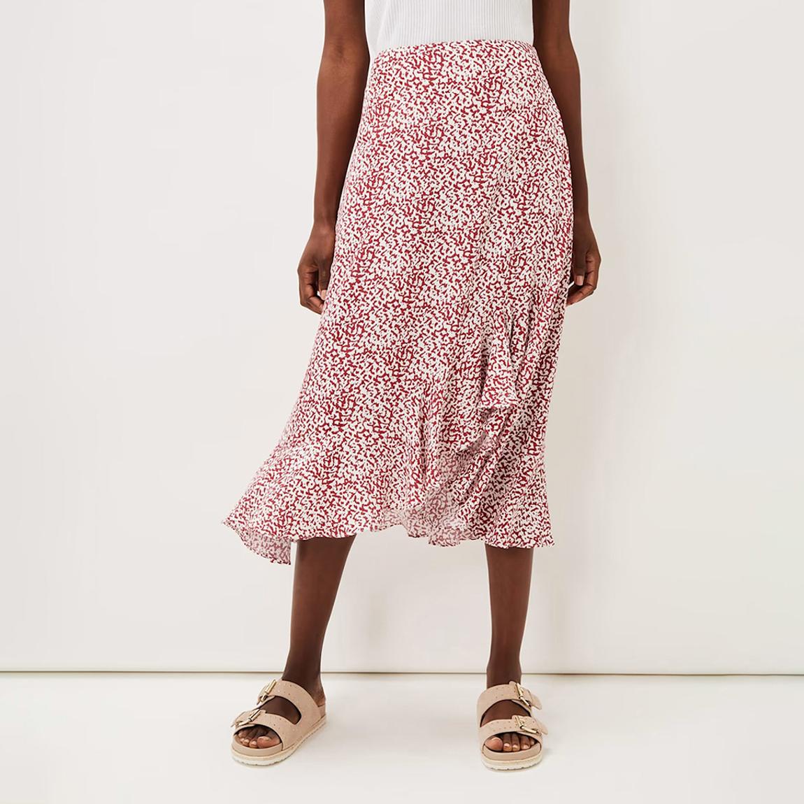 Red Lara Print Frill Hem Skirt main product photo