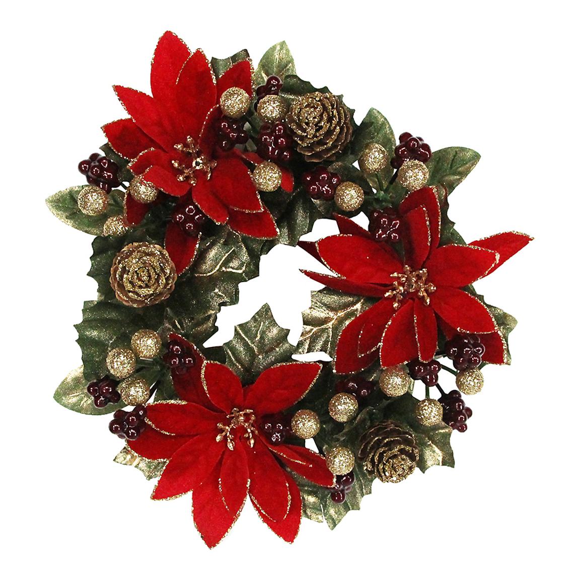 Poinsettia/Leaf/Berry Candle Ring, Large main product photo