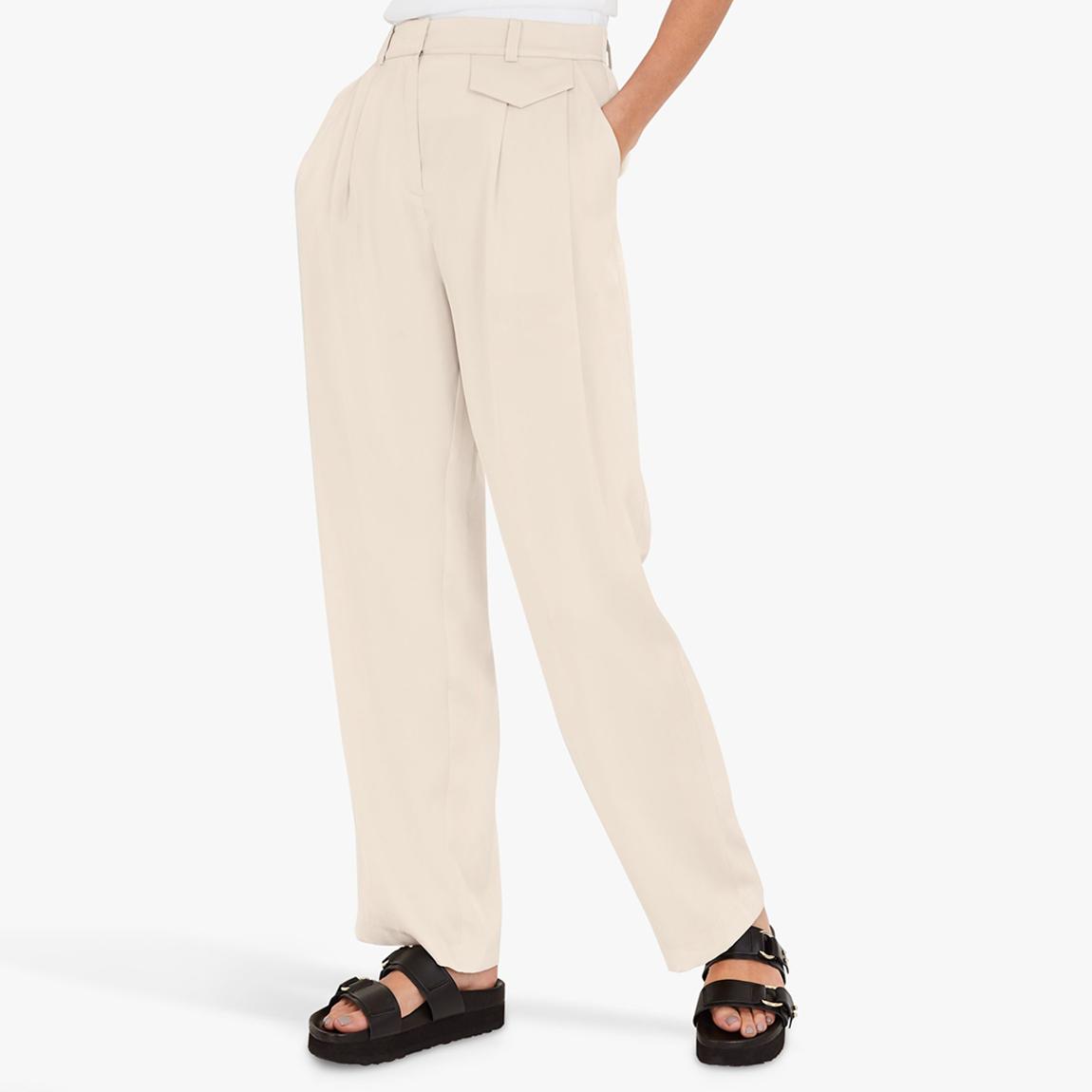 Ecru Carine Wide Leg Satin Trousers main product photo