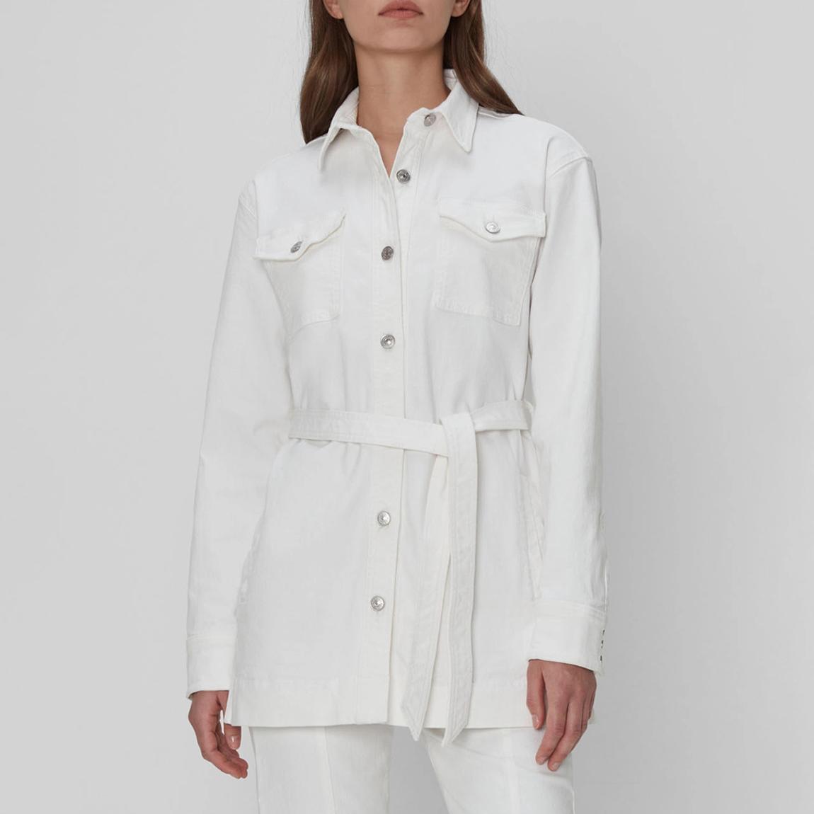 White Leisure Belted Cotton Jacket main product photo