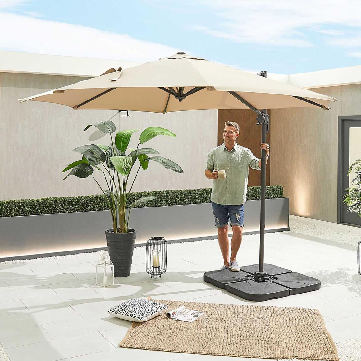 Apollo Grey Frame Cantilever Parasol - 3m Round, Beige main product photo