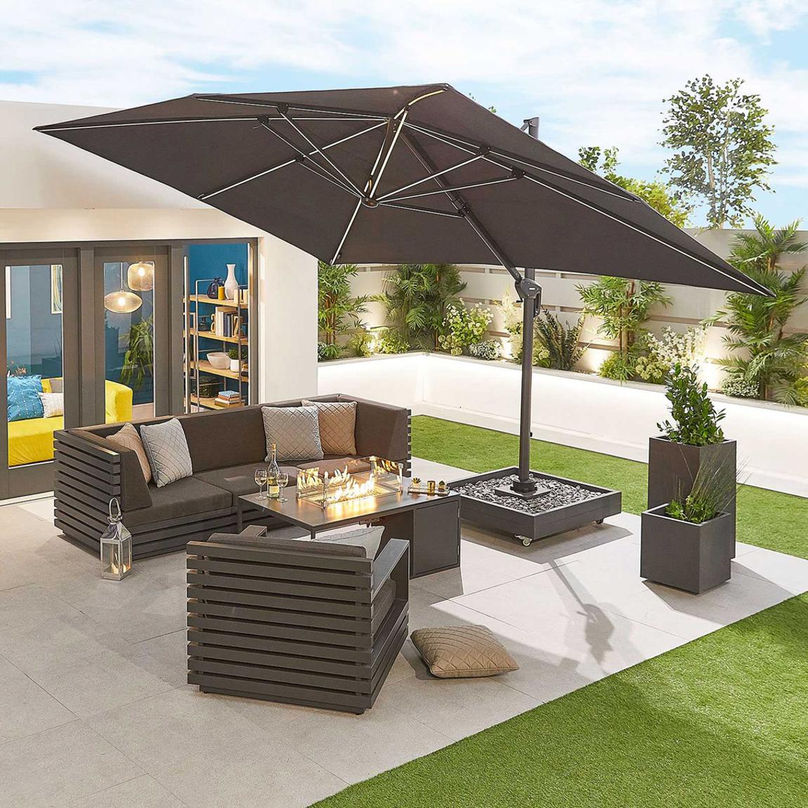 Galaxy Grey Frame LED Cantilever Parasol - 4m x 3m Rectangular - Grey main product photo