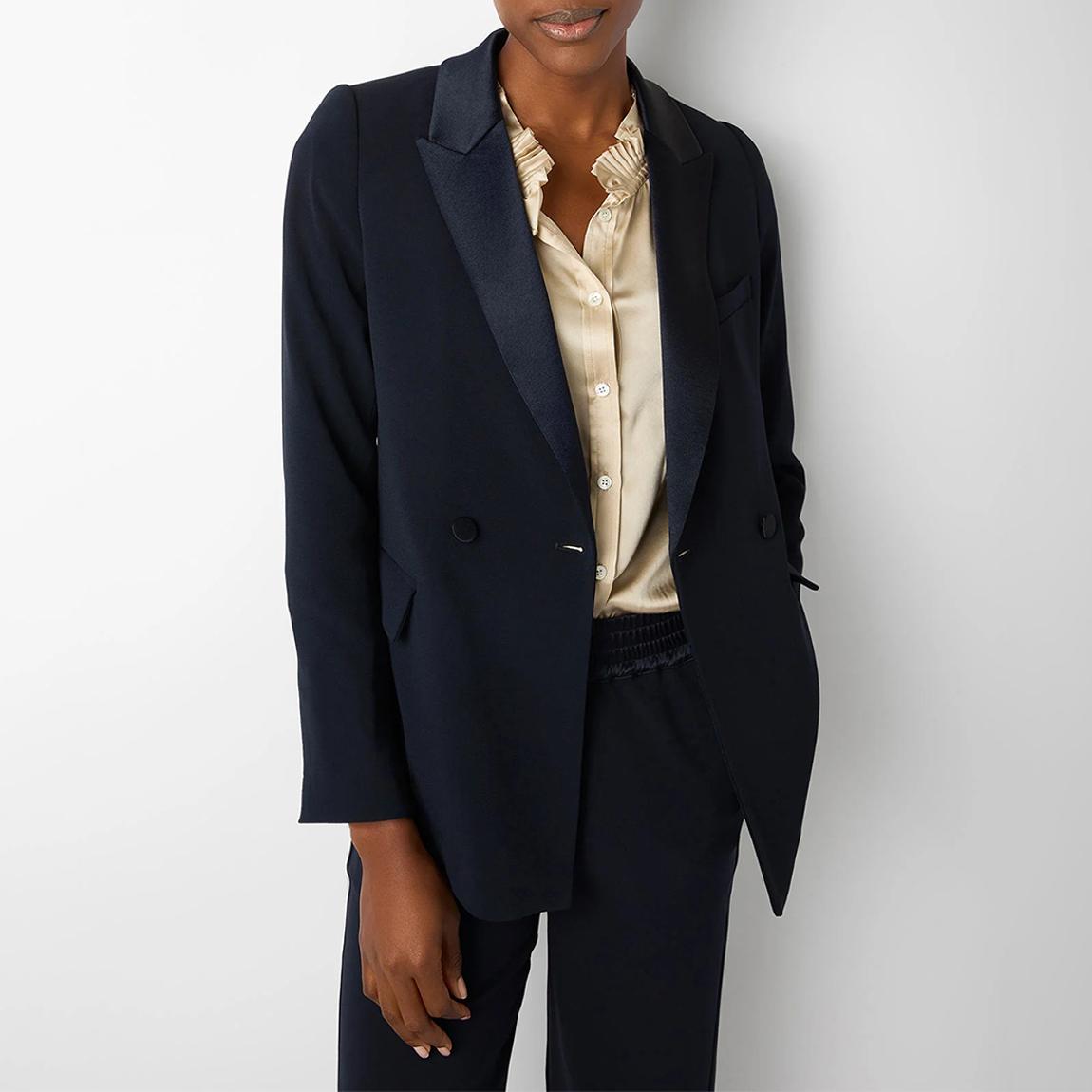 Navy Sadie Satin Tux Jacket main product photo