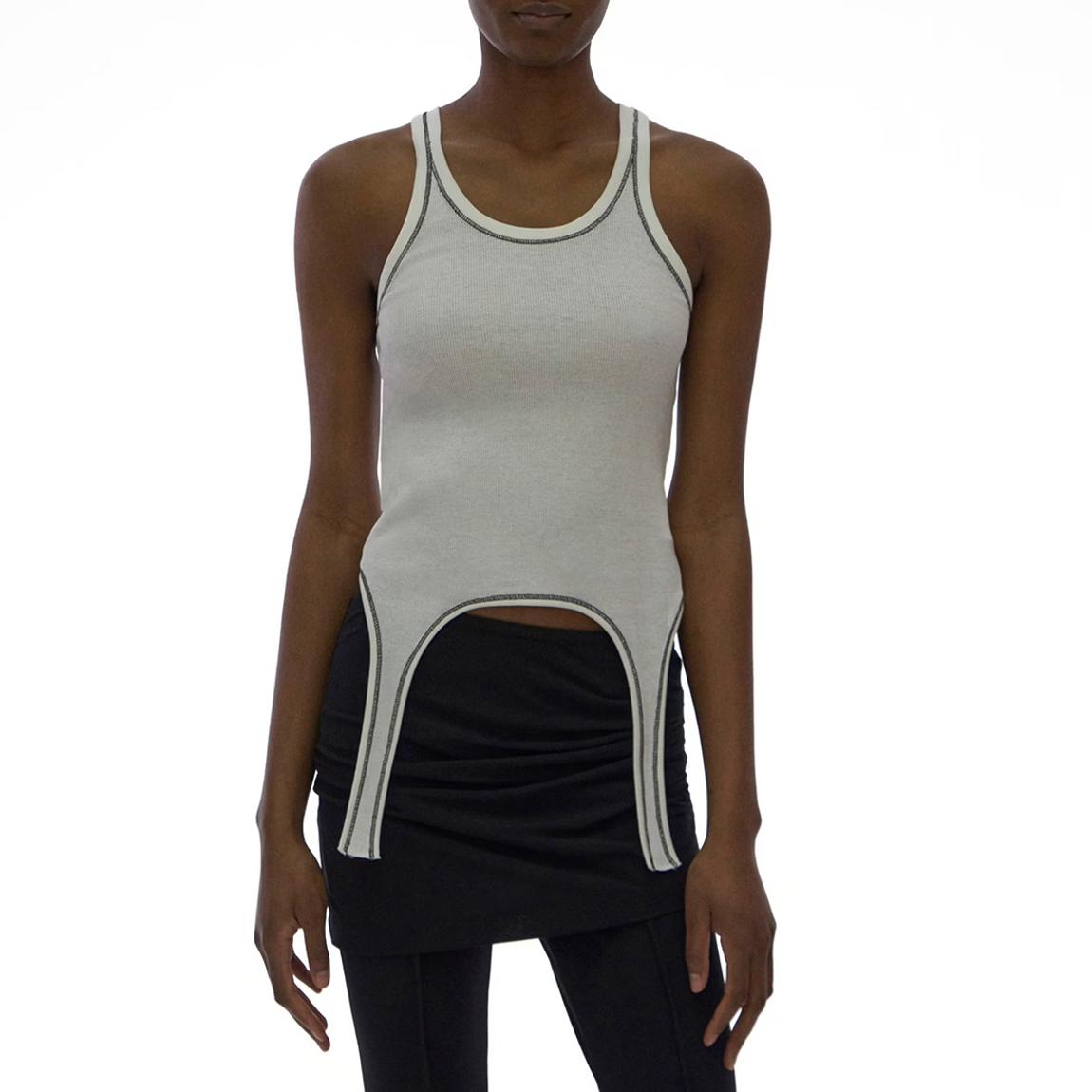 White Cut Out Cotton Tank Top main product photo