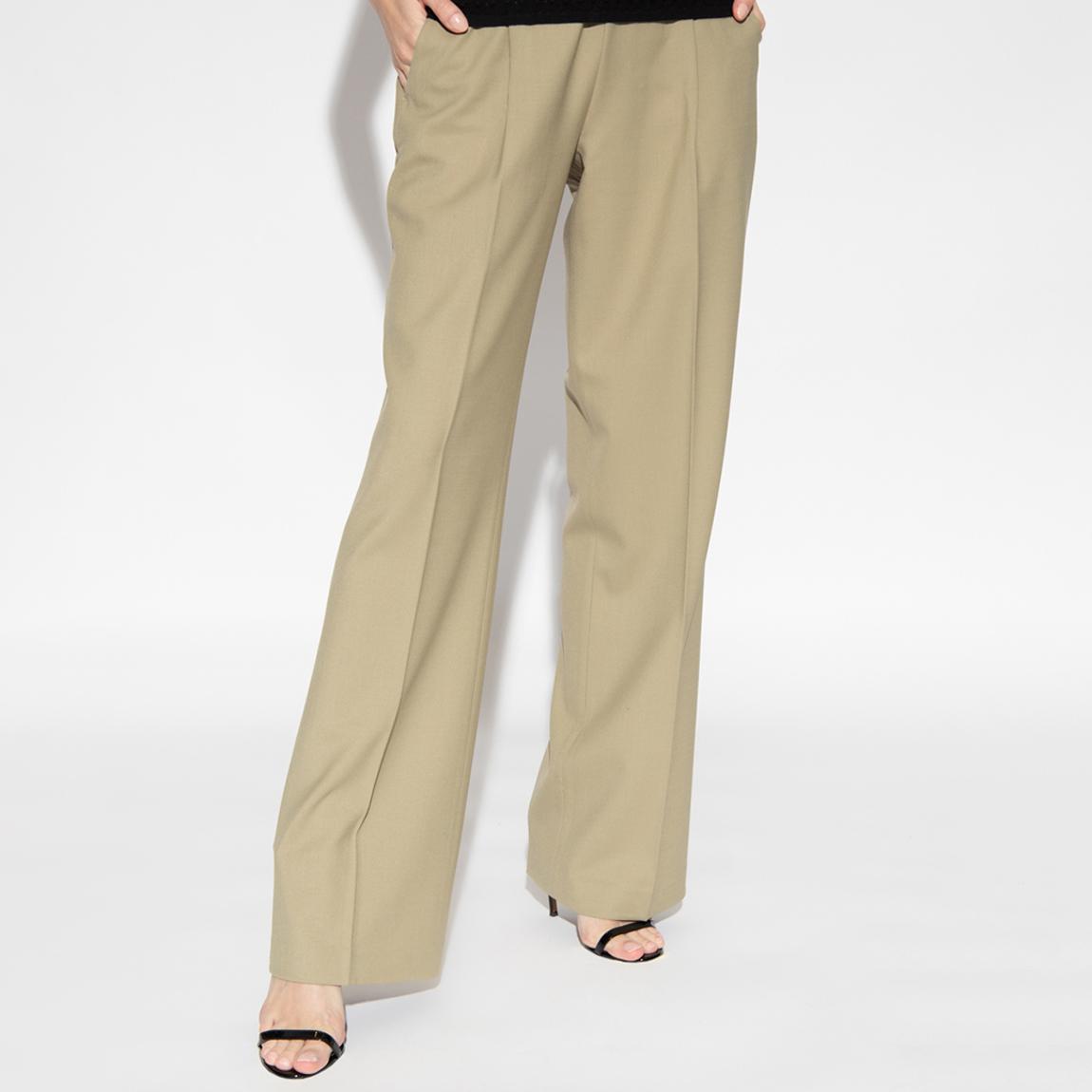 Tan Wide Leg Cotton Blend Suit Trousers main product photo