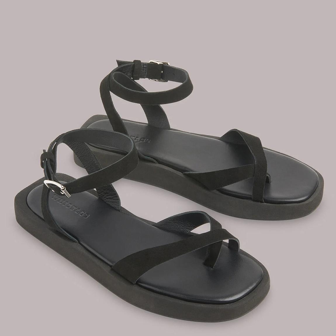 Black Renzo Suede Sandals main product photo
