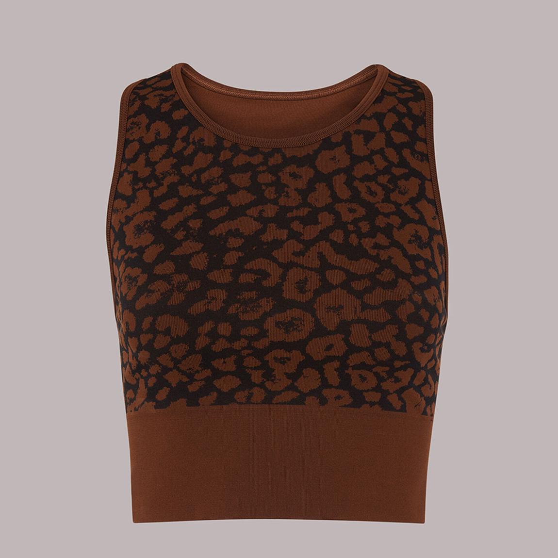 Brown Animal Print Seamless Sports Bra main product photo
