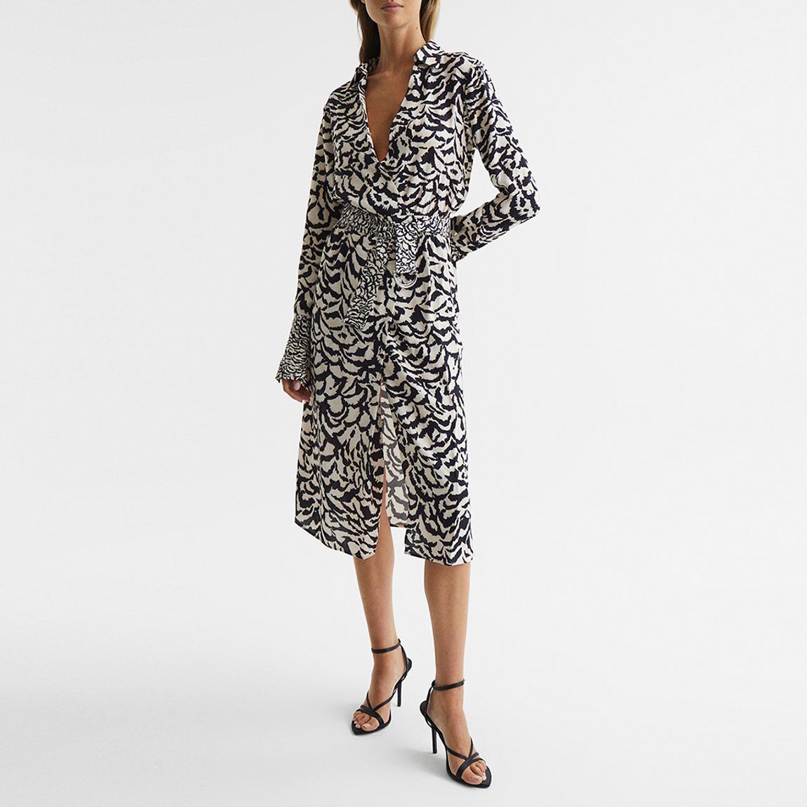 White Evie Animal Print Midi Dress main product photo