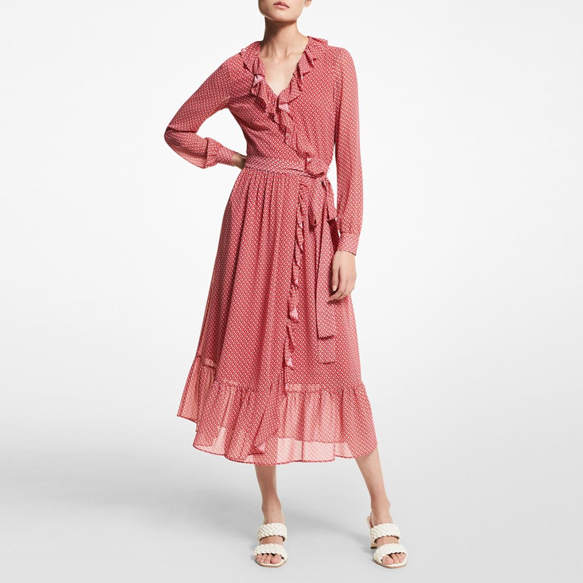 Red Mini Bicolor 60S Floral Midi Dress main product photo
