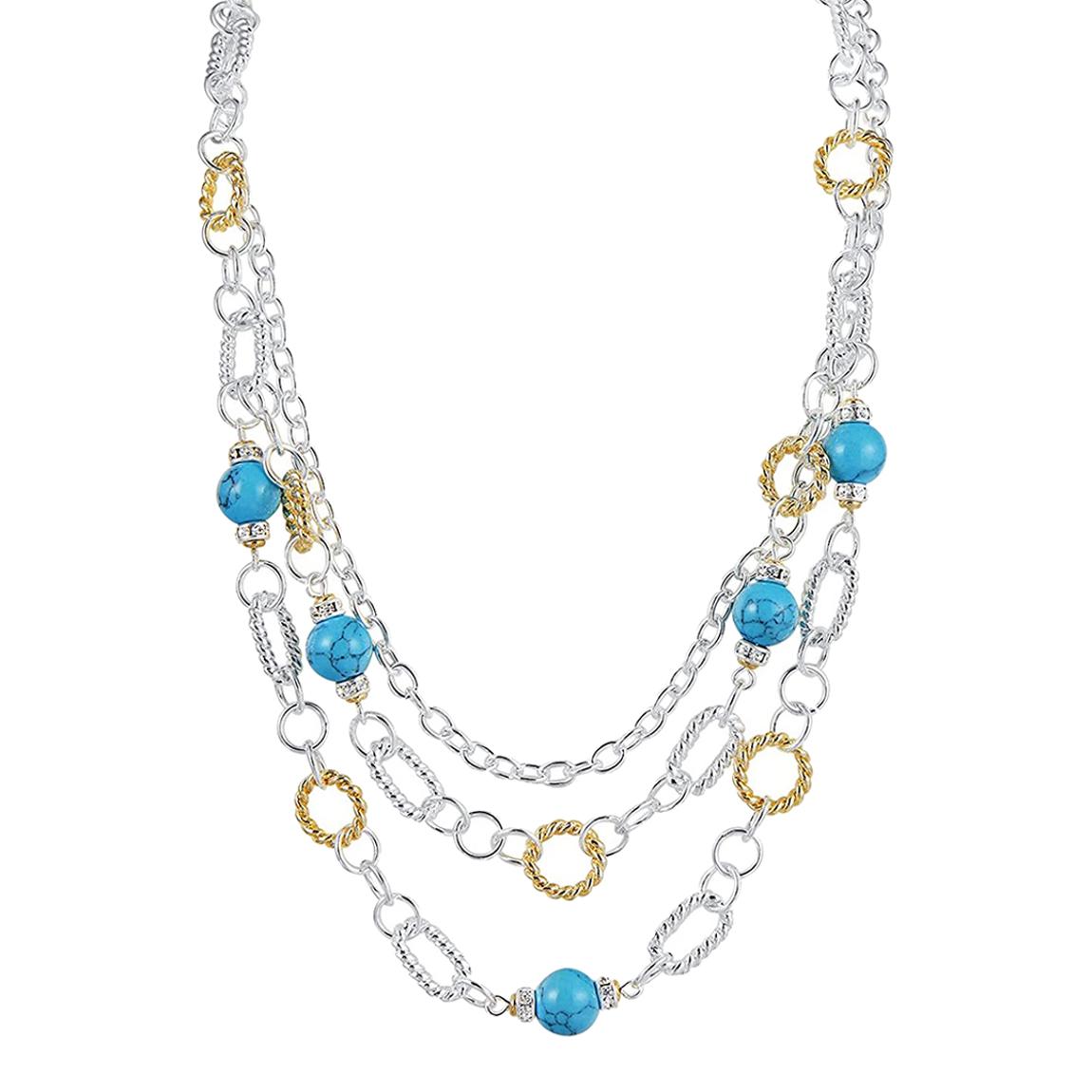 18K Gold Two Tone Turquoise Necklace main product photo