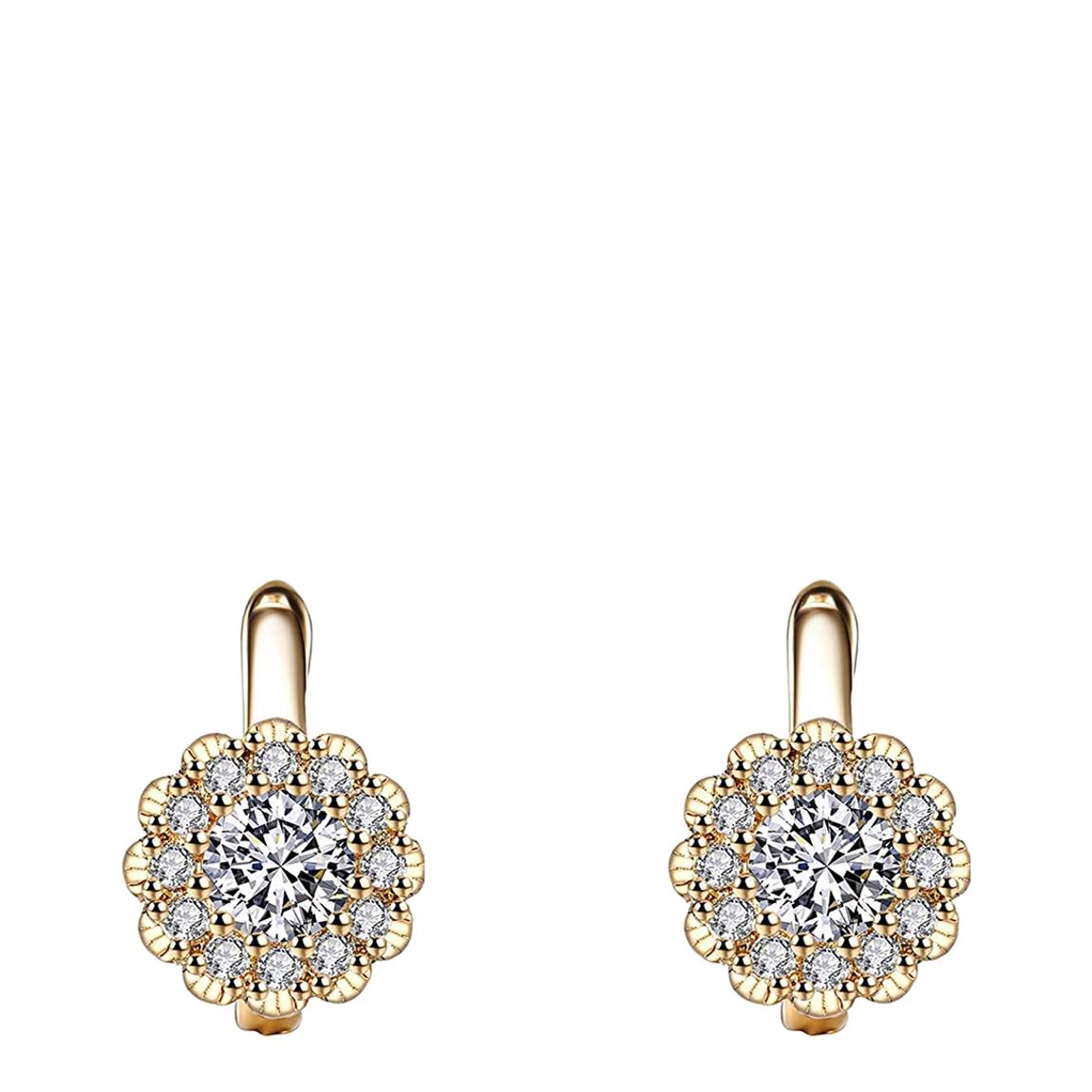 18K Gold Oval Drop Cz Earrings main product photo