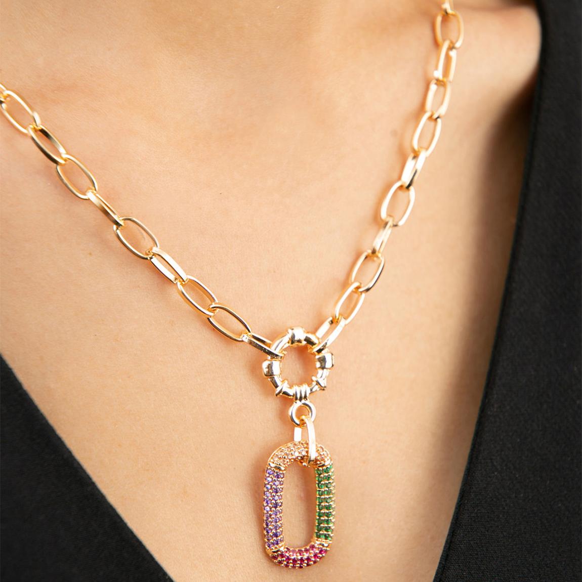 Multi-Colour Drop Down Square Necklace main product photo
