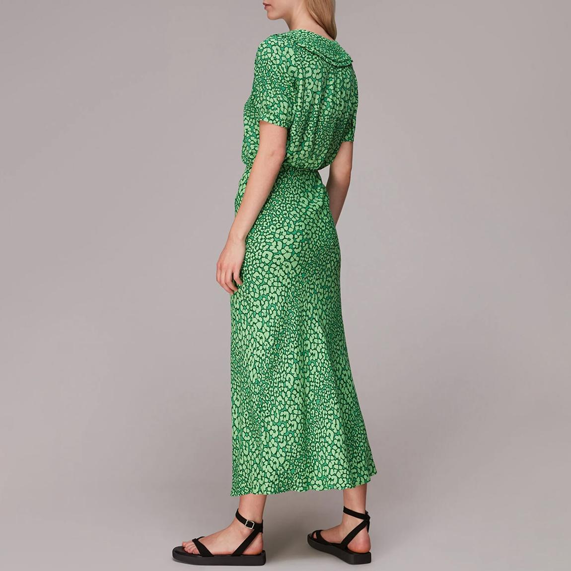 Green Printed Bias Cut Skirt main product photo