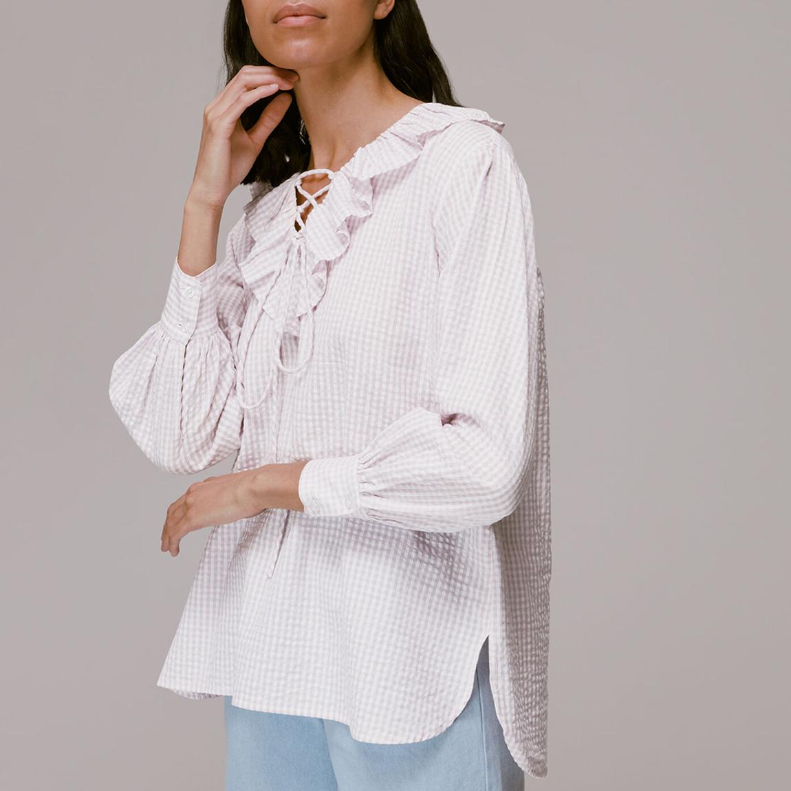 Pale Pink Francesca Check Blouse main product photo