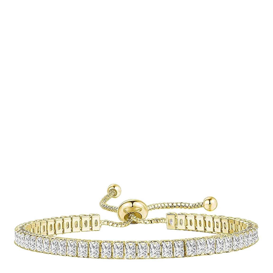 18K Gold Emerald Cut Adjustable Tennis Bracelet main product photo