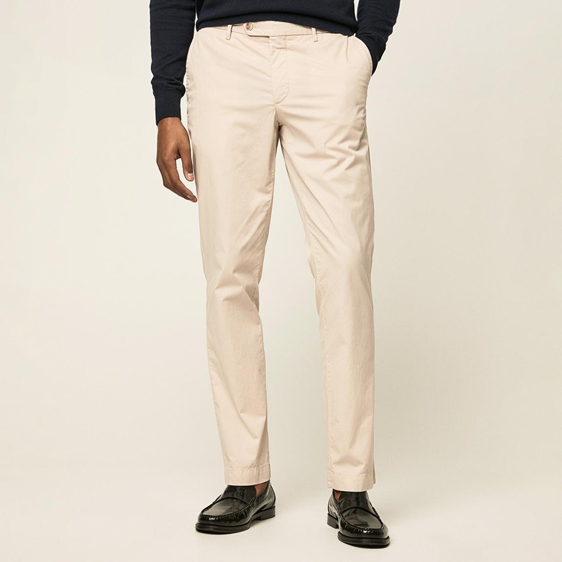 Ecru Slim Fit Cotton Blend Trousers main product photo