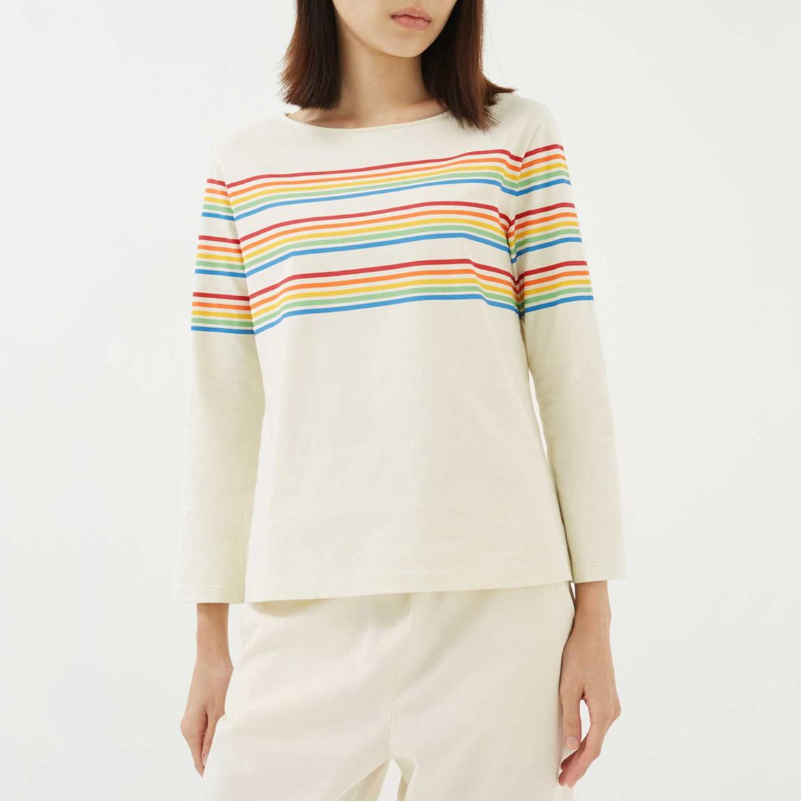 Cream Stripe Cotton T-Shirt main product photo