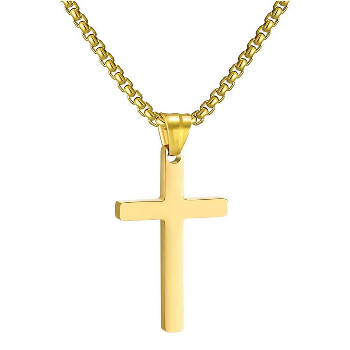 Men's 18K Gold Polished Cross Necklace main product photo