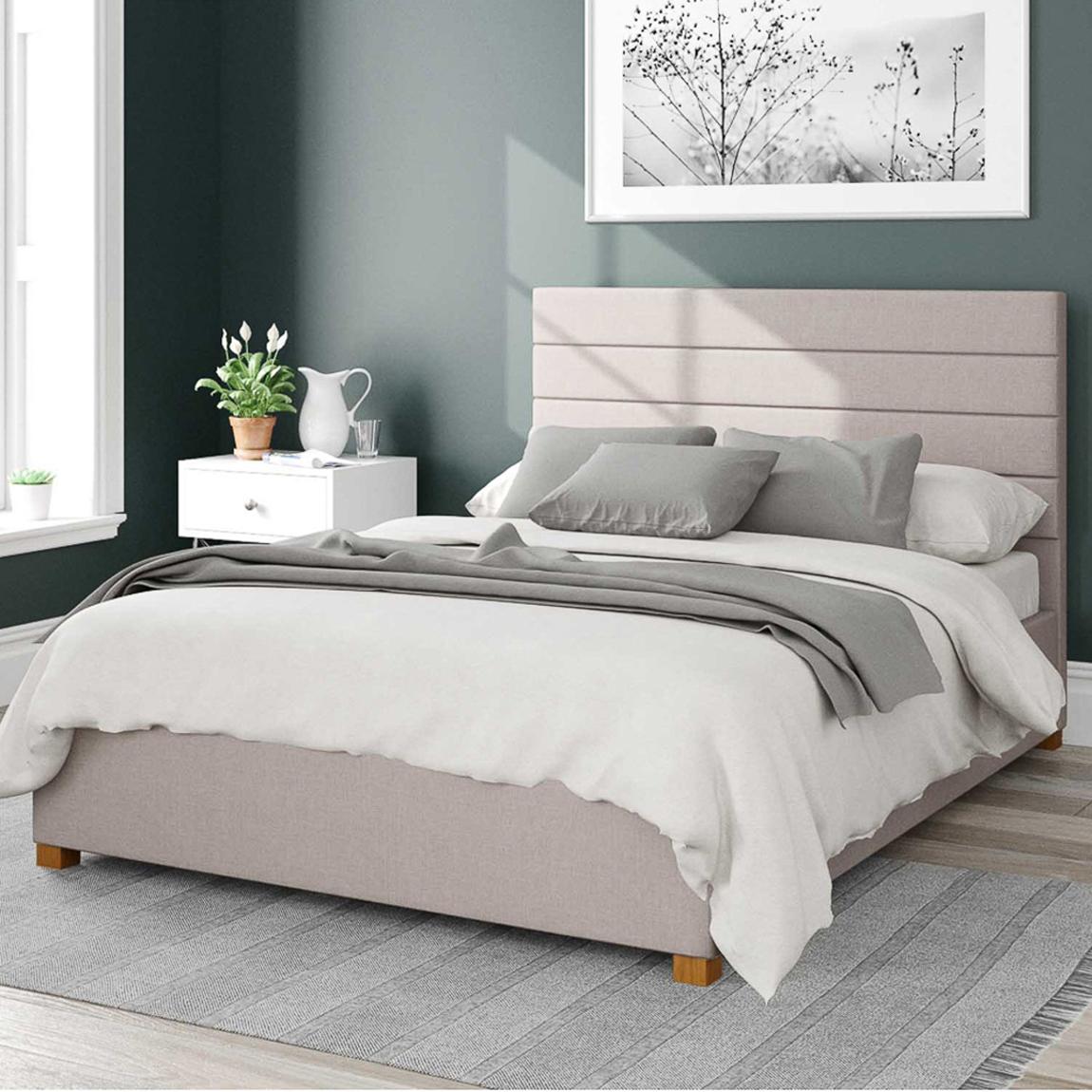 Kelly Eire Linen Fabric Kingsize Ottoman Bed, Off White main product photo