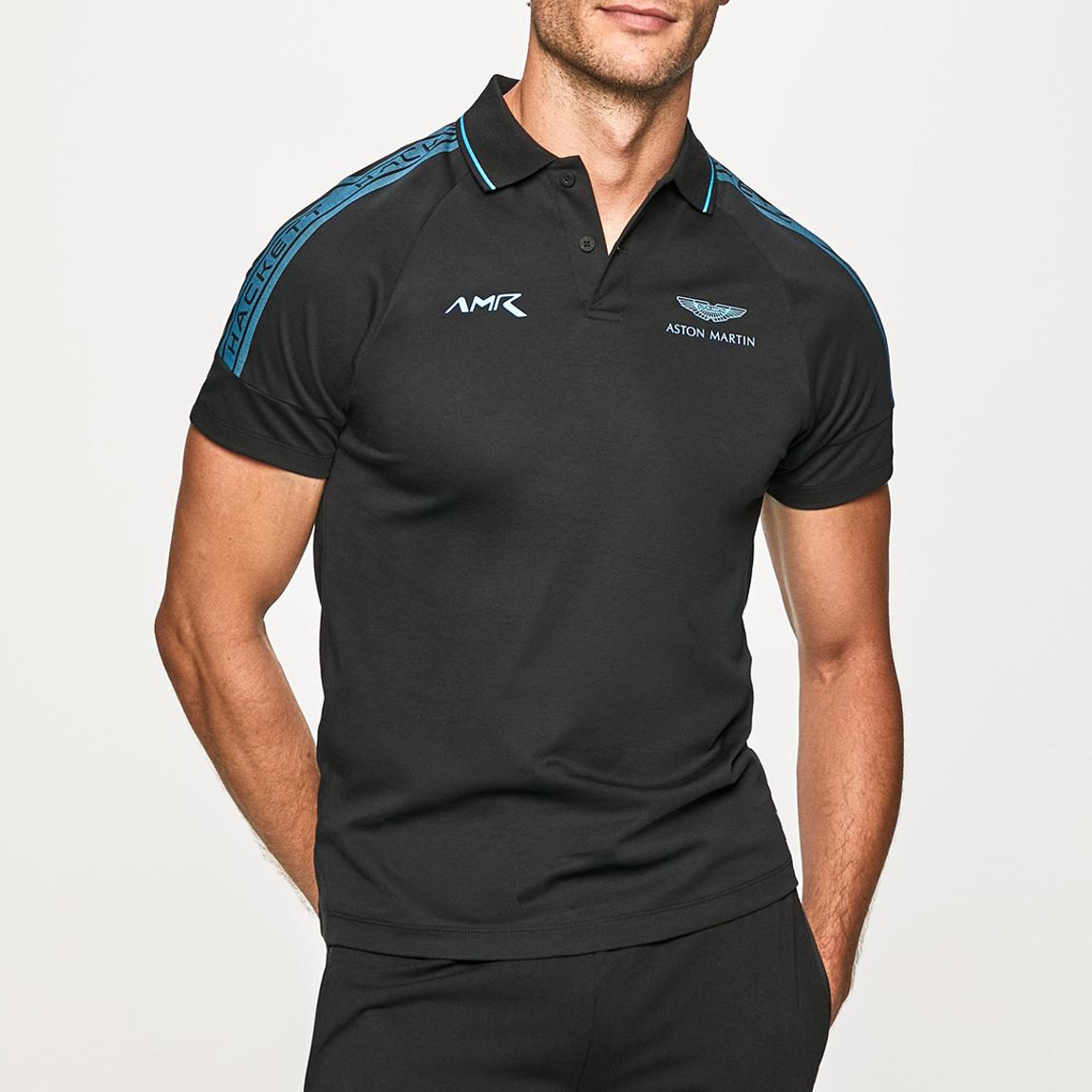 Black AMRCotton Polo with Logo Detailing main product photo