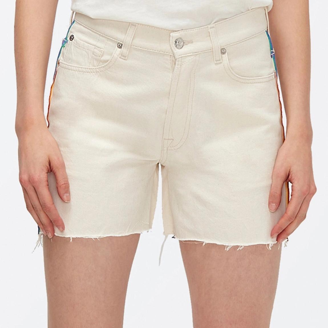 Ecru Billie Stripe Denim Shorts main product photo