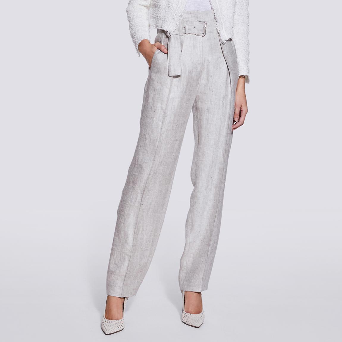 Light Grey Najava Linen Blend Wide Leg Trouser main product photo