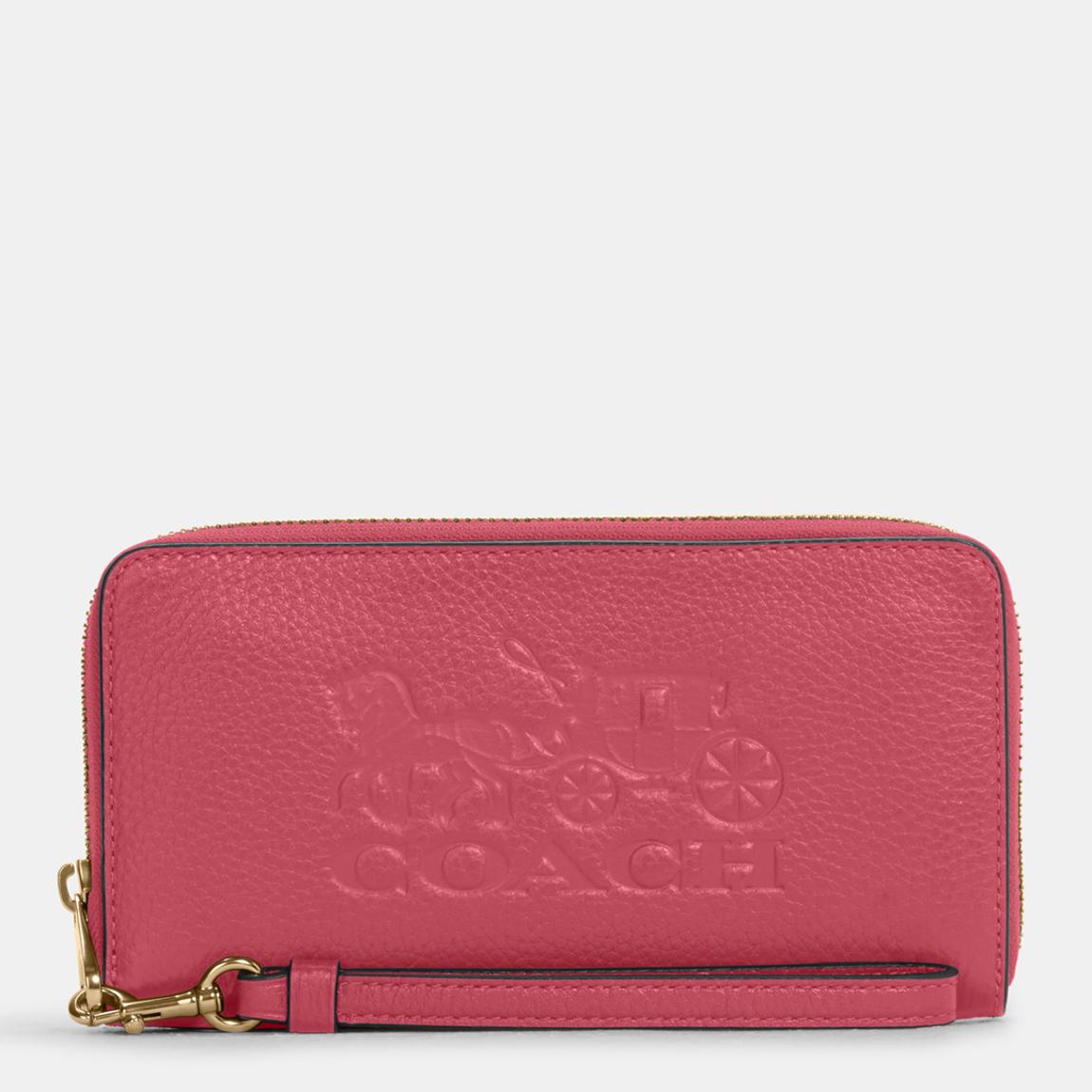 Embossed Horse and Carriage Leather Long Zip Around Wallet main product photo