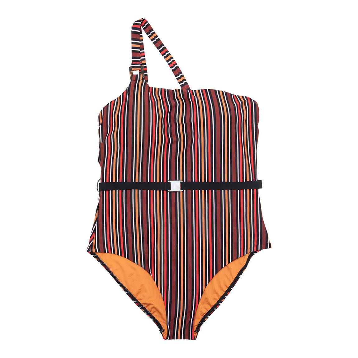 Black Bedouin Stripe One Shoulder Swimsuit main product photo
