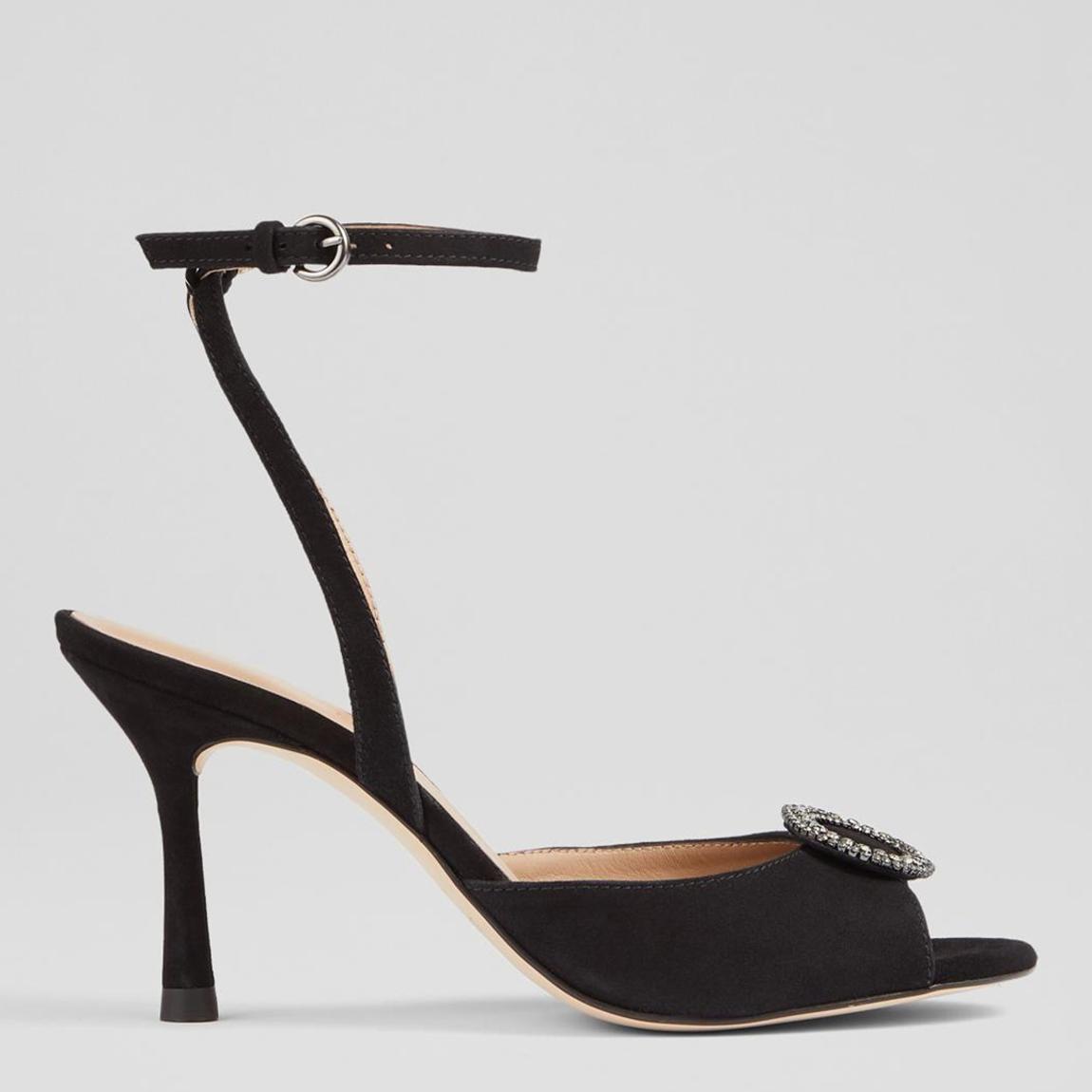 Black Suede Belle Embellished Sandals main product photo